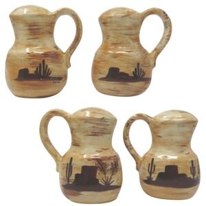 Vintage Rose Signed Southwestern Desert Cactus Ceramic Salt and Pepper Shakers